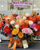 Lẵng Hoa Cúc Mẫu Đơn Cam - belovedbeyond.com