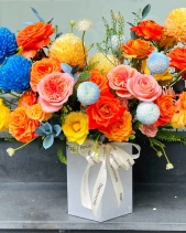 Hộp Hoa Cúc Mẫu Đơn Xanh Cam - belovedbeyond.com