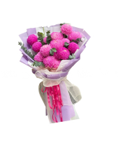Bó Hoa Cúc Mẫu Đơn Hồng Size L - belovedbeyond.com
