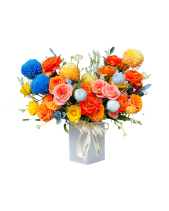 Hộp Hoa Cúc Mẫu Đơn Xanh Cam - belovedbeyond.com