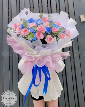 Bó Hoa Mix Hồng Với Xanh - belovedbeyond.com