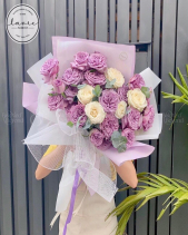 Bó Hoa Hồng Ohara Mix Tone Tím Trắng - belovedbeyond.com