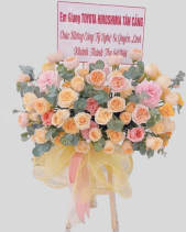 Kệ Hoa Khai Trương Tone Cam Vàng Hồng - belovedbeyond.com