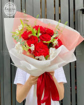 Bó Hoa Hồng Oharaa Đỏ Mix Thuỷ Tiên - belovedbeyond.com