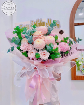 Bó Hoa Cúc Mẫu Đơn Mix Tone Hồng - belovedbeyond.com