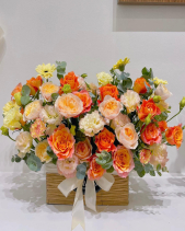 Giỏ Hoa Hồng Mix Tone Cam - belovedbeyond.com