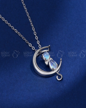Dây Chuyền Bạc Đính Đá Aurora Mèo Và Trăng_328547 - belovedbeyond.com