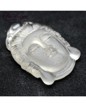 Mặt Phật Chạm Khắc Tay-Đá Thạch Anh Trắng Tự Nhiên - belovedbeyond.com