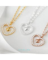 Dây Chuyền Bạc 925 Trái Tim + Đá, Charm Tim_Vyn40 - belovedbeyond.com