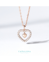 Dây Chuyền Bạc 925 Trái Tim + Đá, Charm Tim_Vyn40 - belovedbeyond.com