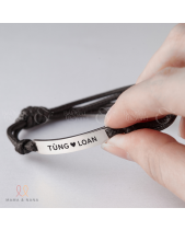 Vòng Tay Da Cho Nam Với Thanh Bạc Khắc Nội Dung - belovedbeyond.com