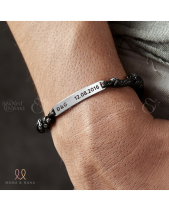 Vòng Tay Da Cho Nam Với Thanh Bạc Khắc Nội Dung - belovedbeyond.com