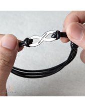 Vòng Tay Da Cho Nam Với Charm Vô Cực Khắc Chữ - belovedbeyond.com