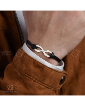 Vòng Tay Da Cho Nam Với Charm Vô Cực Khắc Chữ - belovedbeyond.com