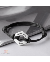 Dây Tay Da Charm Lục Giác Bạc Khắc Tên Gia Đình - belovedbeyond.com