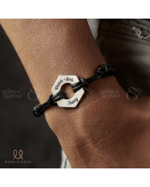 Dây Tay Da Charm Lục Giác Bạc Khắc Tên Gia Đình - belovedbeyond.com