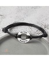 Dây Tay Da Charm Xu Bạc Tròn Khắc Tên Gia Đình - belovedbeyond.com