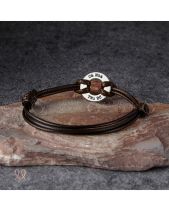 Dây Tay Da Charm Xu Bạc Tròn Khắc Tên Gia Đình - belovedbeyond.com