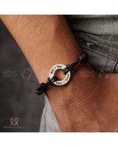 Dây Tay Da Charm Xu Bạc Tròn Khắc Tên Gia Đình - belovedbeyond.com