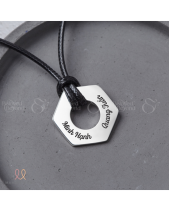 Dây Cổ Da Charm Lục Giác Bạc Khắc Tên Cho Nam - belovedbeyond.com