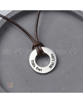 Dây Cổ Da Charm Xu Bạc Tròn Khắc Tên Cho Nam - belovedbeyond.com
