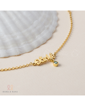 Lắc Tay Khắc Tên Cho Bé Gái Kèm Charm Treo Đá Quý - belovedbeyond.com