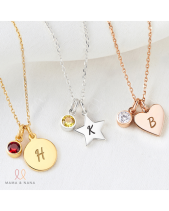 Vòng Cổ Charm Xinh Khắc Chữ Cái Với Đá Mệnh Cho Bé - belovedbeyond.com