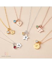 Vòng Cổ Charm Xinh Khắc Chữ Cái Với Đá Mệnh Cho Bé - belovedbeyond.com