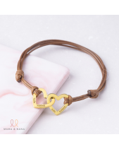 Vòng Tay Da 2 Trái Tim Lồng Nhau Ý Nghĩa Khắc Tên - belovedbeyond.com