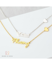 Dây Chuyền Bạc Khắc Tên Với Charm Tim Đính Dây - belovedbeyond.com