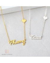 Dây Chuyền Bạc Khắc Tên Với Charm Tim Đính Dây - belovedbeyond.com