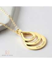 Vòng Cổ Khắc Tên Gia Đình Hình Giọt Nước Xi Hồng - belovedbeyond.com