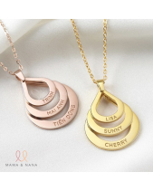 Vòng Cổ Khắc Tên Gia Đình Hình Giọt Nước Xi Hồng - belovedbeyond.com