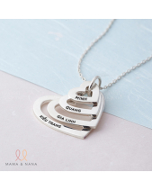 Vòng Cổ Khắc Tên Gia Đình Hình Trái Tim Xi Hồng - belovedbeyond.com