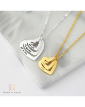 Vòng Cổ Khắc Tên Gia Đình Hình Trái Tim Xi Hồng - belovedbeyond.com