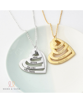 Vòng Cổ Khắc Tên Gia Đình Hình Trái Tim Xi Hồng - belovedbeyond.com