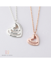 Vòng Cổ Khắc Tên Gia Đình Hình Trái Tim Xi Hồng - belovedbeyond.com