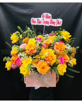 Giỏ Hoa Tone Cam Vàng 001 - belovedbeyond.com