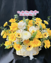 Giỏ Hoa Chúc Mừng Tone Vàng - belovedbeyond.com