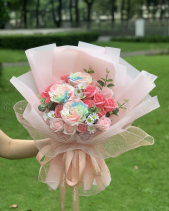 Bó Hoa Sáp Rainbow Hồng Cam - belovedbeyond.com