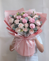 Bó Hồng Kem Dâu - belovedbeyond.com