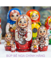 Bộ Búp Bê Nga 5 Lớp 15Cm Misa Ôm Mèo Đỏ Siêu Cute! - belovedbeyond.com
