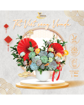 Tết Đong Đầy_Lẵng Hoa Sen Đá Làm Quà Tết_Vsenda - belovedbeyond.com