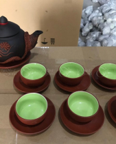 Bộ Trà Đắp Tách Lót S2(Màu Đỏ Đen) - belovedbeyond.com