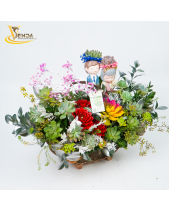 [Giữ Lại Rễ] Duyên Dáng_Lẵng Hoa Sen Đá Cắm - belovedbeyond.com