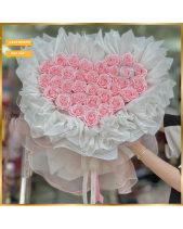 Bó Hoa Sáp Trái Tim Màu Hồng Hạnh Phúc - belovedbeyond.com