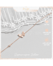 Lắc Tay Bạc S925 Mạ Vàng Hồng Họa Tiết Bướm - belovedbeyond.com