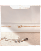 Lắc Tay Bạc S925 Mạ Vàng Hồng Họa Tiết Bướm - belovedbeyond.com