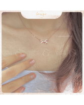 Dây Chuyền Bạc S925 Mạ Vàng Hồng Họa Tiết Nơ - belovedbeyond.com