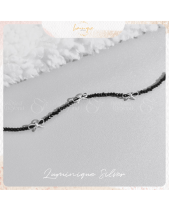 Vòng Tay Bạc S925 Họa Tiết Nơ Đá Spinel Đen - belovedbeyond.com